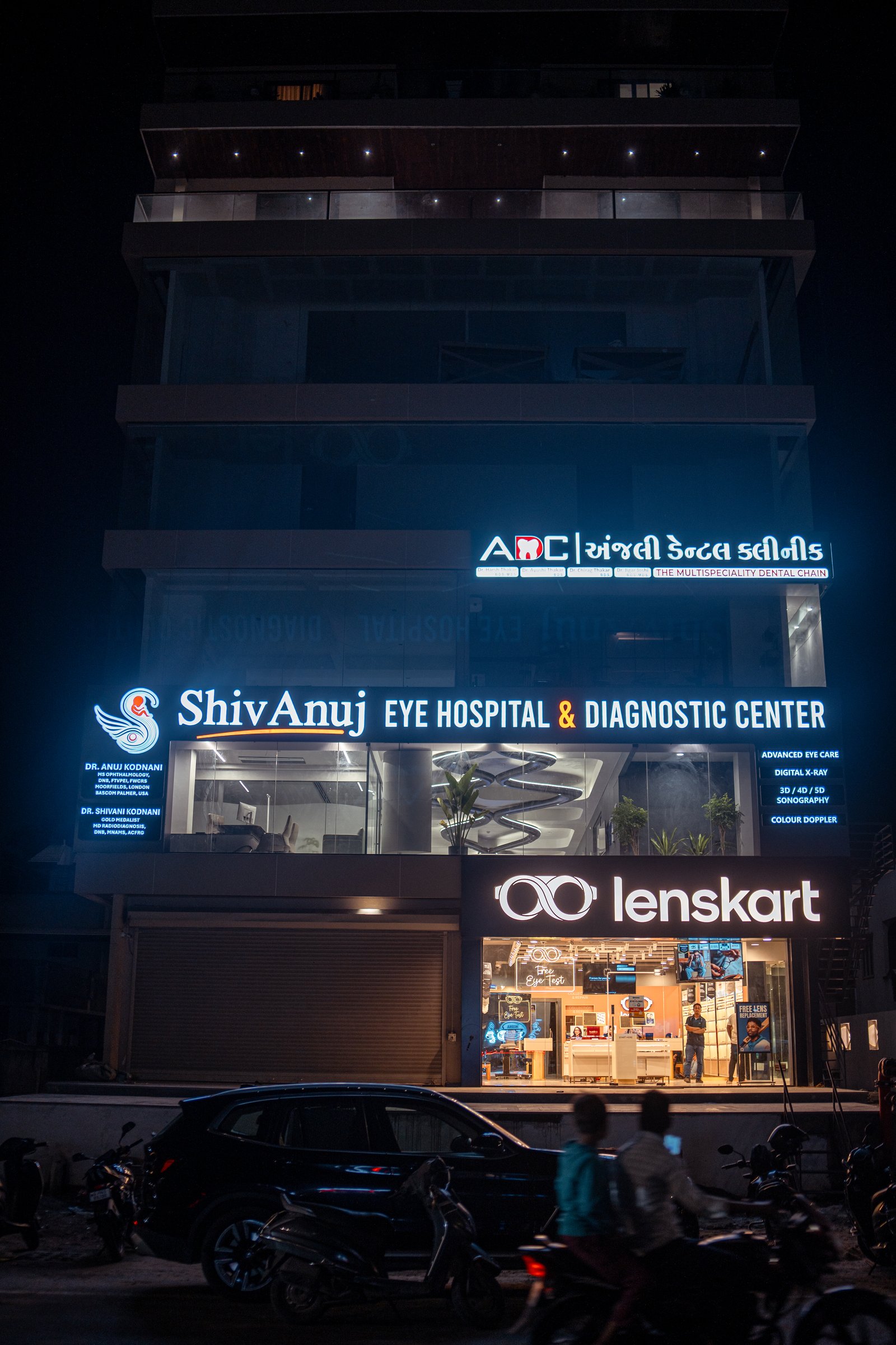 ShivAnuj building at night